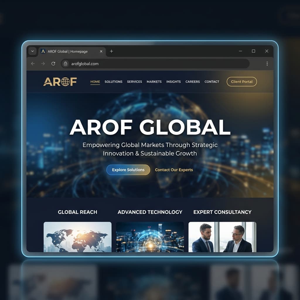 AROF Global corporate website developed by Hexaliq